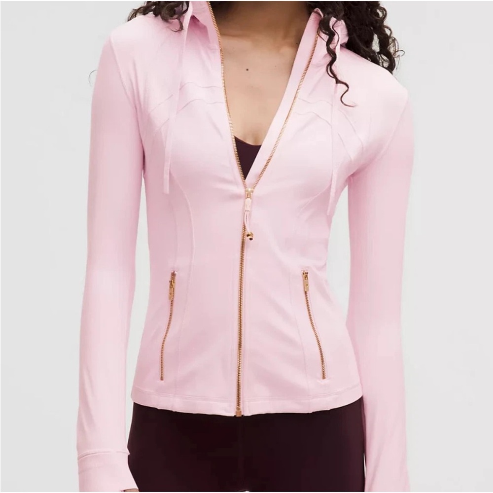 LULULEMON DEFINE HOODED JACKET *NULU IN PINK ORGANZA/GOLD SZ 10 NWT